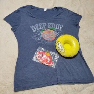 Deep Eddy Vodka Tee Shirt and Pool Koozie Swag, PEACH LEMON RUBY RED, S